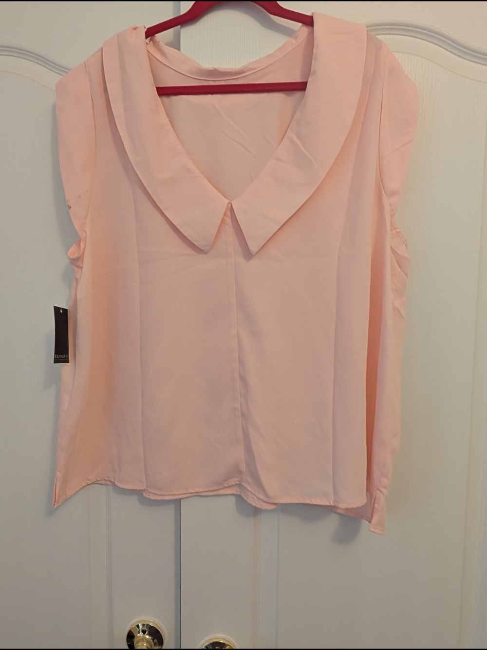 Sleeveless Pale Pink Collared Blouse